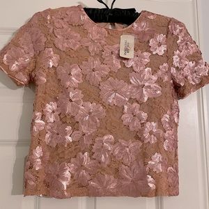 (NWT) Floral Sequins and Lace Top